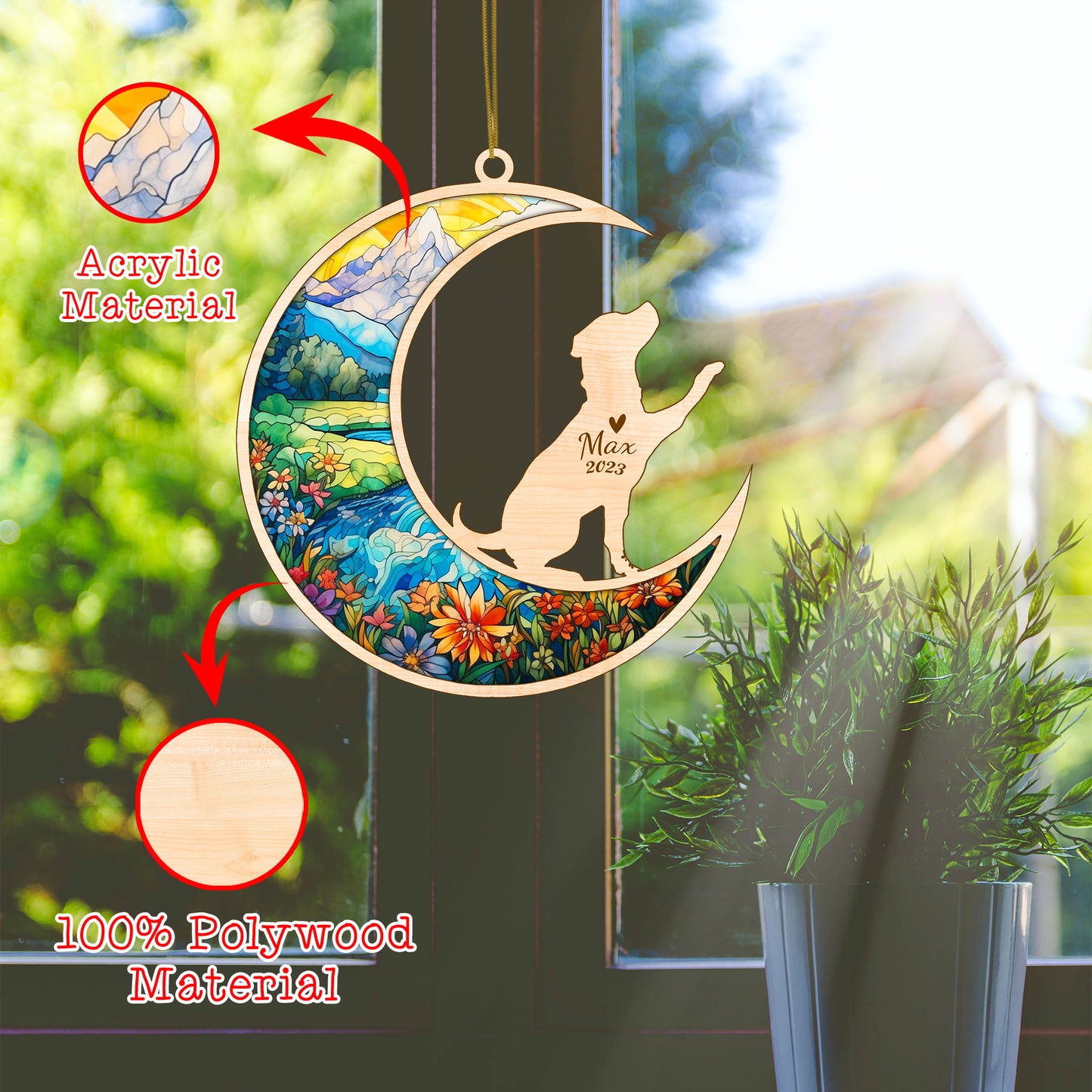 Netecom Rottweiler Dog Memorial Suncatcher, Personalized Rottie Dog Christmas Ornament with Name Date, Dog Death Sympathy Gift for Pet Loss Sun Catchers, Dog Grief Gift, Bereavement Gifts for Loss of Pet