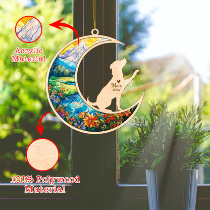 Netecom Rottweiler Dog Memorial Suncatcher, Personalized Rottie Dog Christmas Ornament with Name Date, Dog Death Sympathy Gift for Pet Loss Sun Catchers, Dog Grief Gift, Bereavement Gifts for Loss of Pet