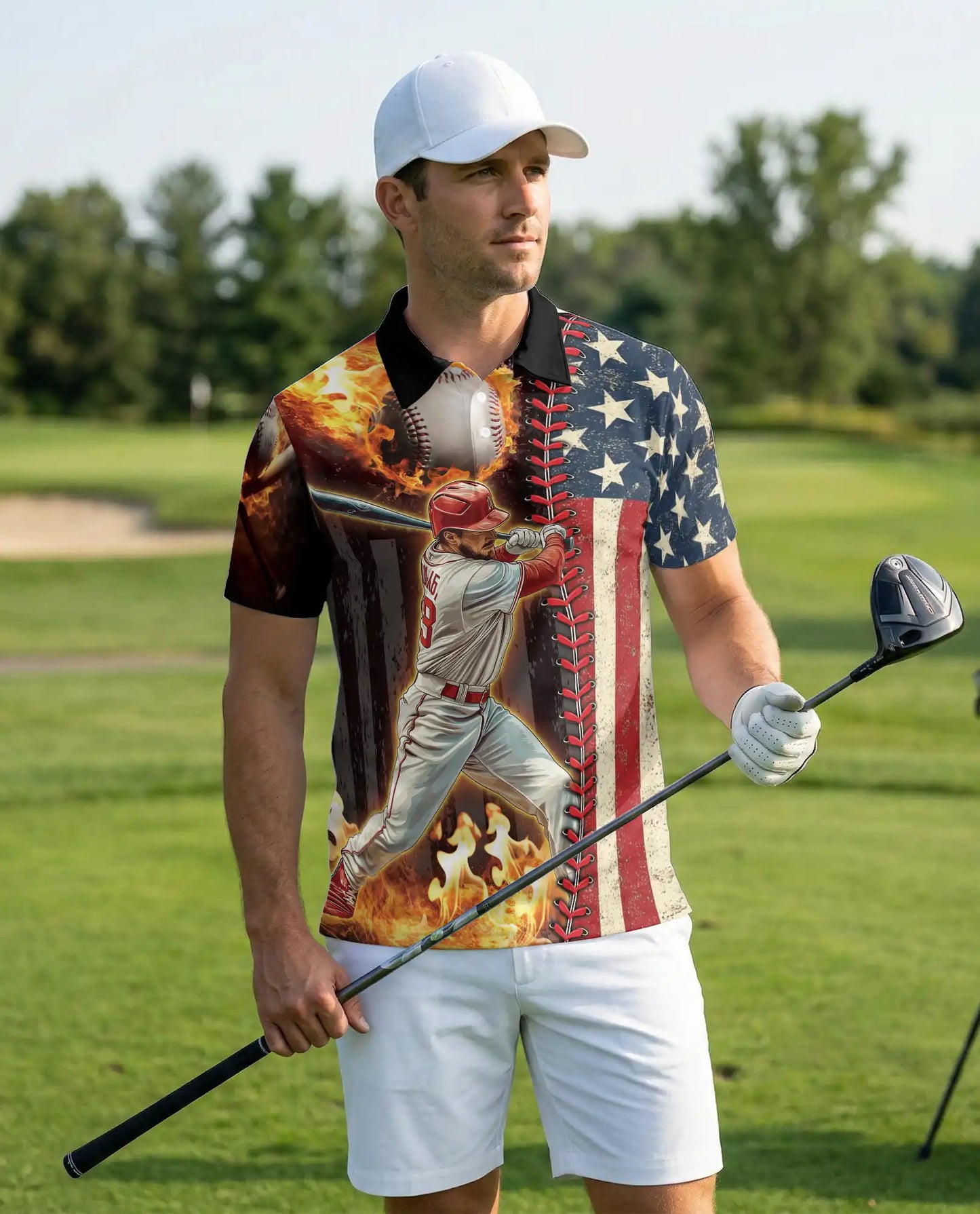 Baseball USA Flag Polo Shirt | Netecom