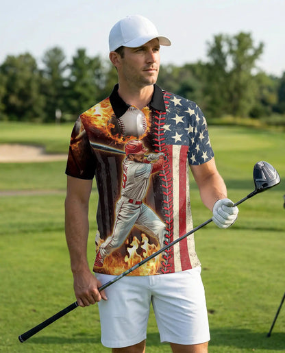 Baseball USA Flag Polo Shirt | Netecom
