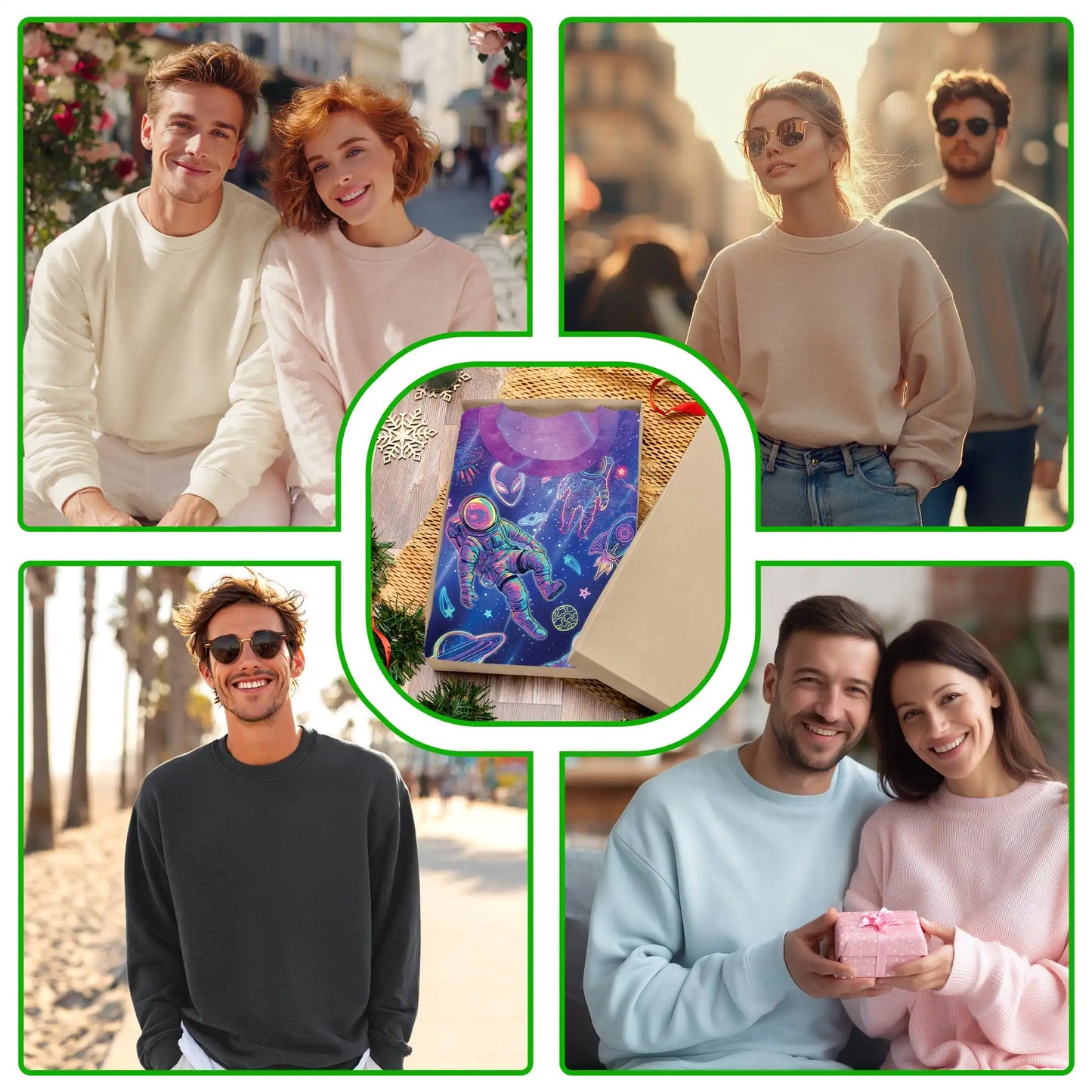 Neon Astronauts Sweatshirt, 3D All Over Print Space Galaxy Crewneck Pullover for Men Women, Astronaut Lover Gift - Netecom