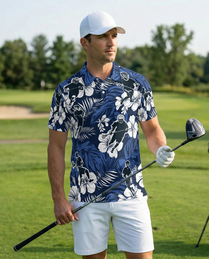 Tropical Lacrosse 3D Polo Shirt for Men – Hawaiian Sports Floral Style | Netecom