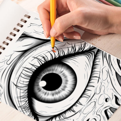 Monster Eyes Spiral Bound Coloring Book, Dive into the Monster Eyes Coloring Book with 30 Captivating and Spooky Illustrations