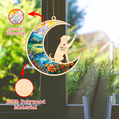 Netecom Boxer Dog Memorial Suncatcher, Personalized Boxer Christmas Ornament with Name Date, Dog Death Sympathy Gift for Pet Loss Sun Catchers, Dog Grief Gift, Bereavement Gifts for Loss of Pet