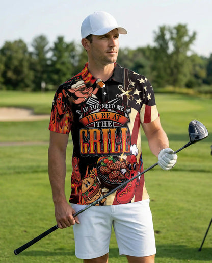 BBQ Grill Party Polo Shirt for Men – Fun Food & American Style | Netecom