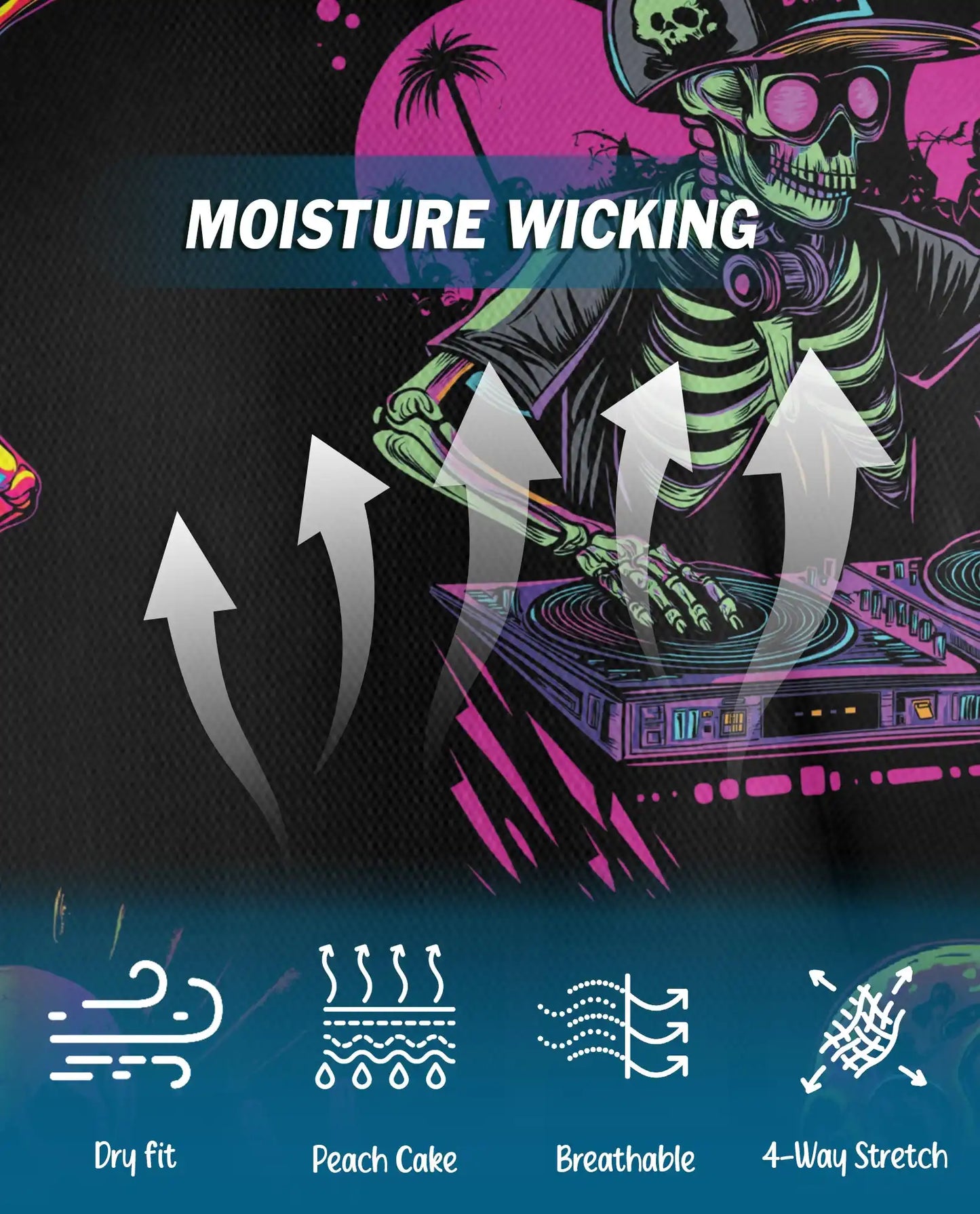 Neon Skeleton Polo Shirt - Retro Music Festival Style | Netecom