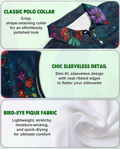 Colorful Chicken Farm Summer Sleeveless Polo Shirt for Women  | Netecom