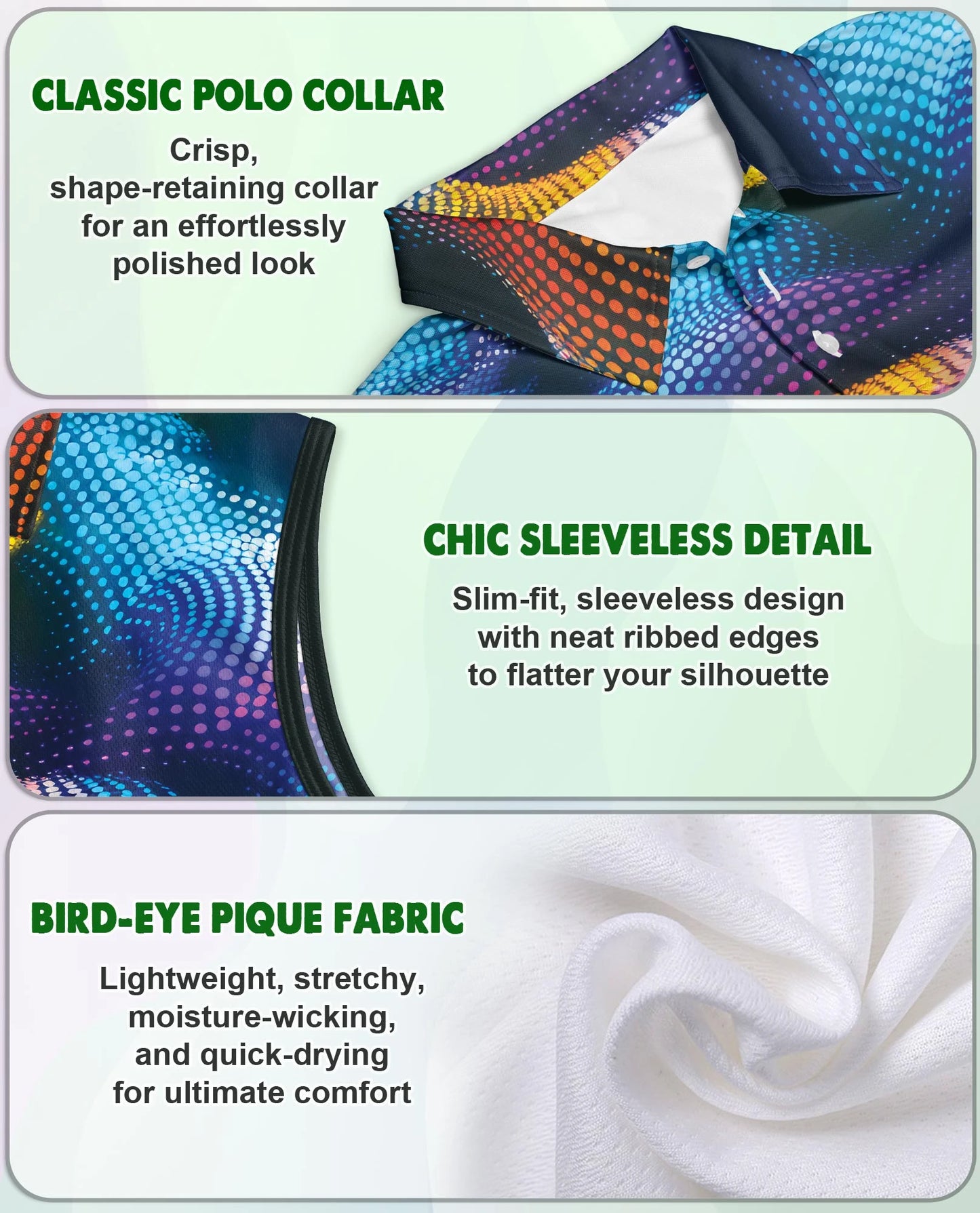 Dynamic Dots Sleeveless Polo Shirt for Women | Netecom