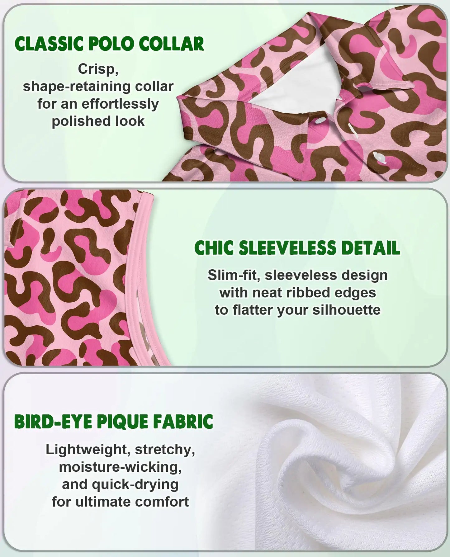 Pink Cheetah Print Sleeveless Polo Shirt for Women – Bold Animal Fashion Style | Netecom
