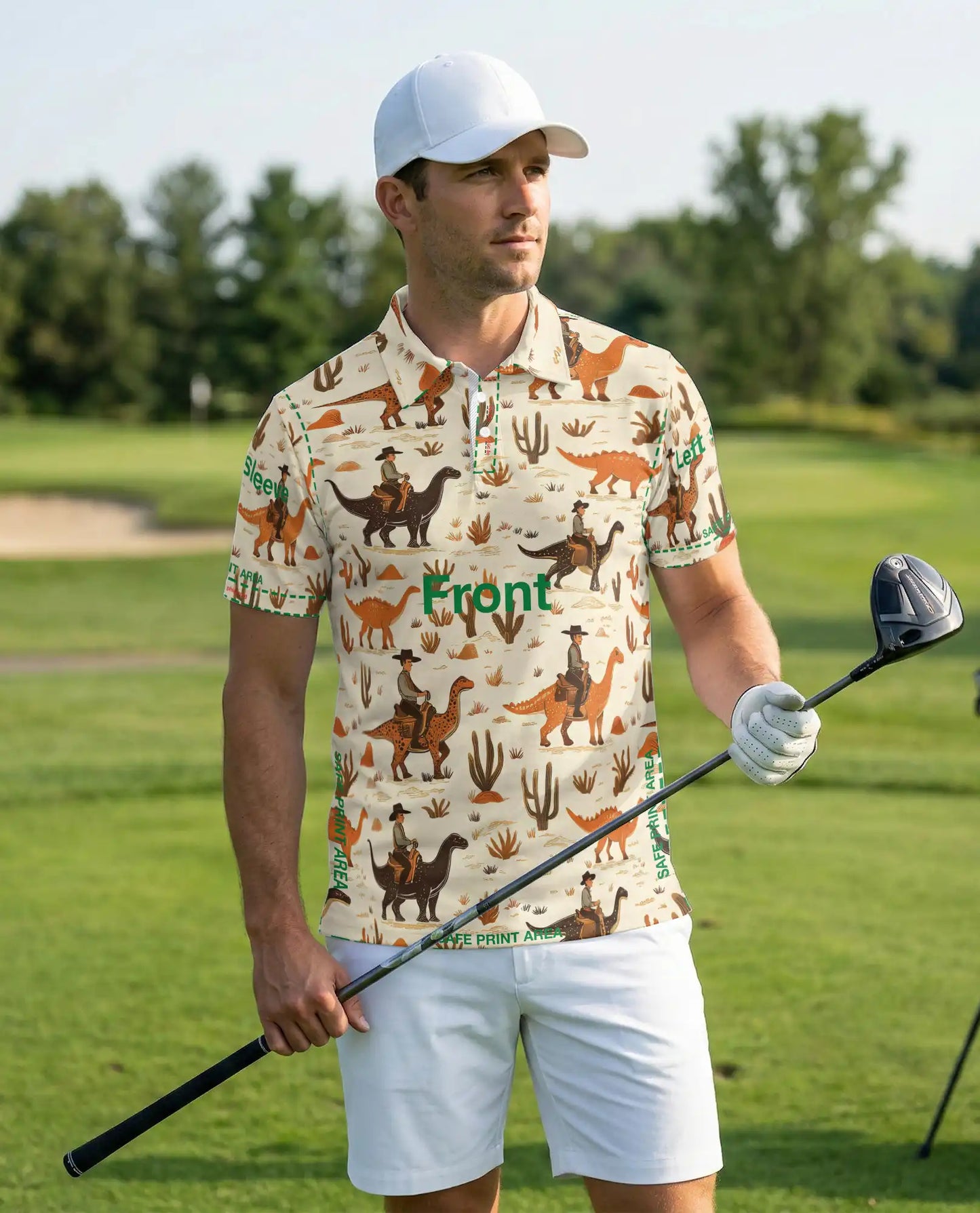 Cowboy Dinosaur 3D Polo Shirt for Men – Western Desert Adventure Style | Netecom