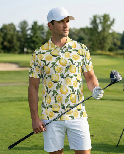 Lemon Print Polo Shirt – Fresh Citrus Pattern | Netecom