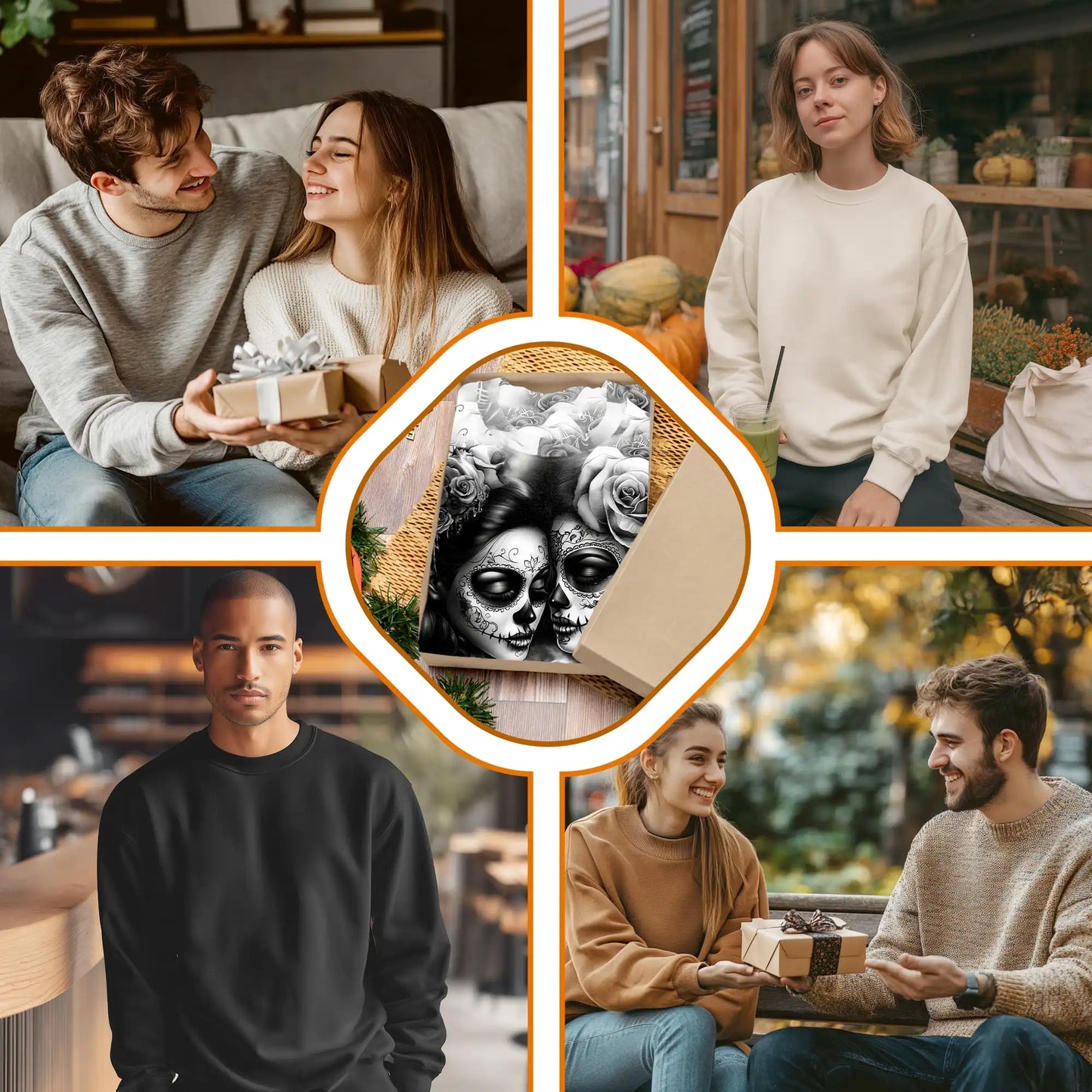 Lesbian Skull Couple Sweatshirt, 3D All Over Print Gothic Love Crewneck Pullover for Men Women, LGBTQ Pride Gift - Netecom