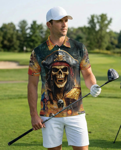 Pirate Skull Polo Shirt – Treasure Hunter Print | Netecom