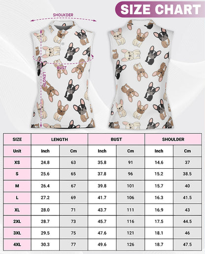 French Bulldog Sleeveless Polo Shirt for Women | Netecom