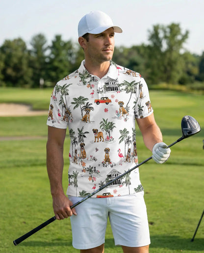 Boxer Dog Tropical Polo Shirt – Beach Island Print | Netecom