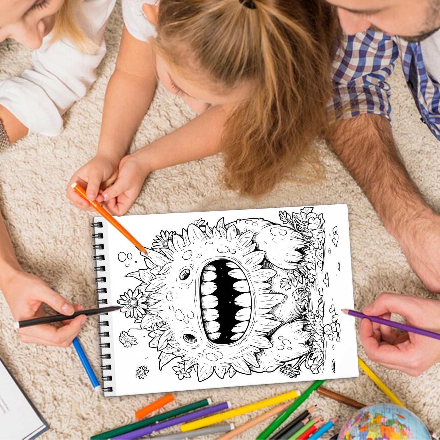 Monster Cuties Spiral Bound Coloring Book, Cute and Friendly Monsters for a Fun and Whimsical Coloring Experience, Great for Kids and Young-at-Heart Artists