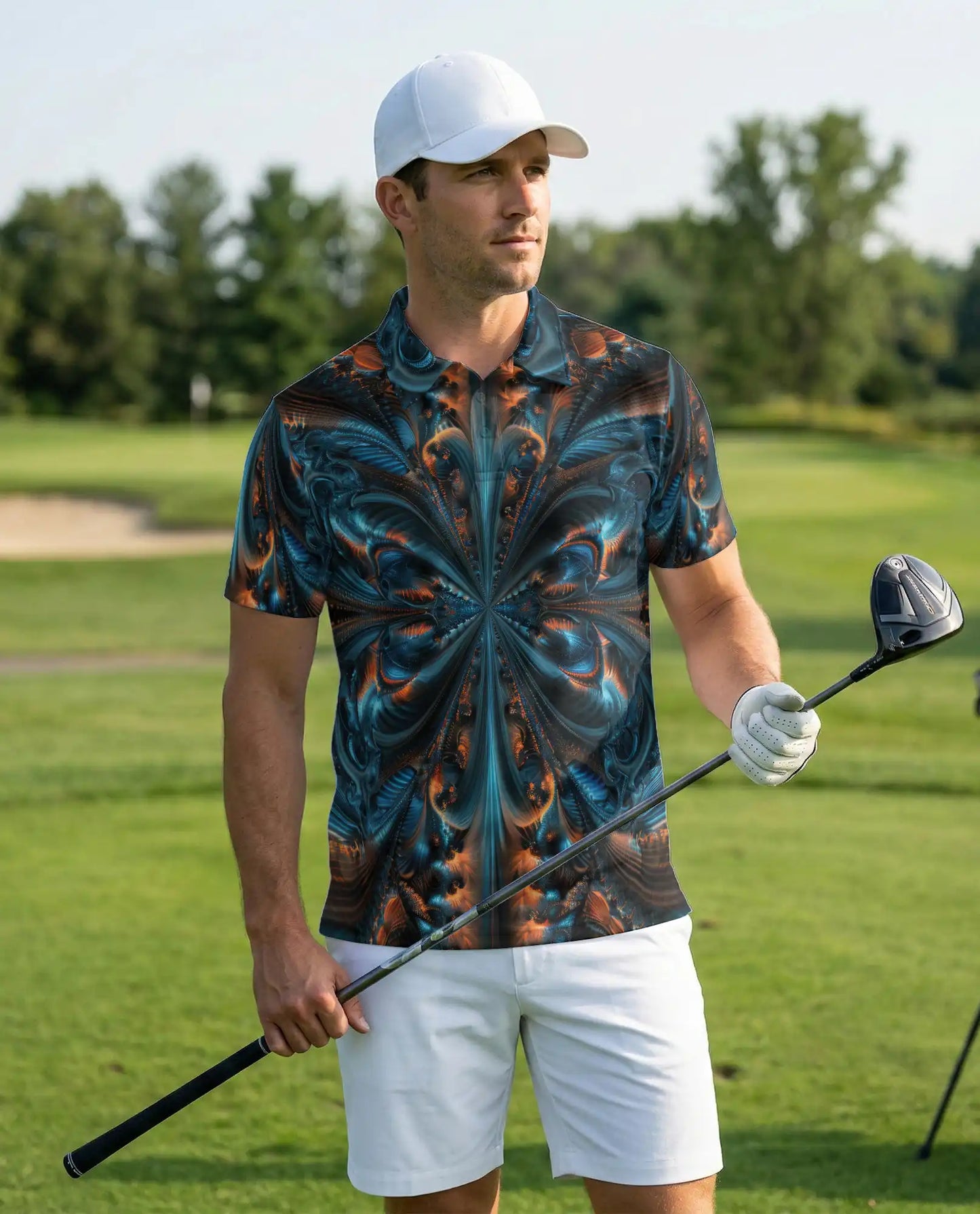 Abstract Fractal Art Polo Shirt for Men | Netecom