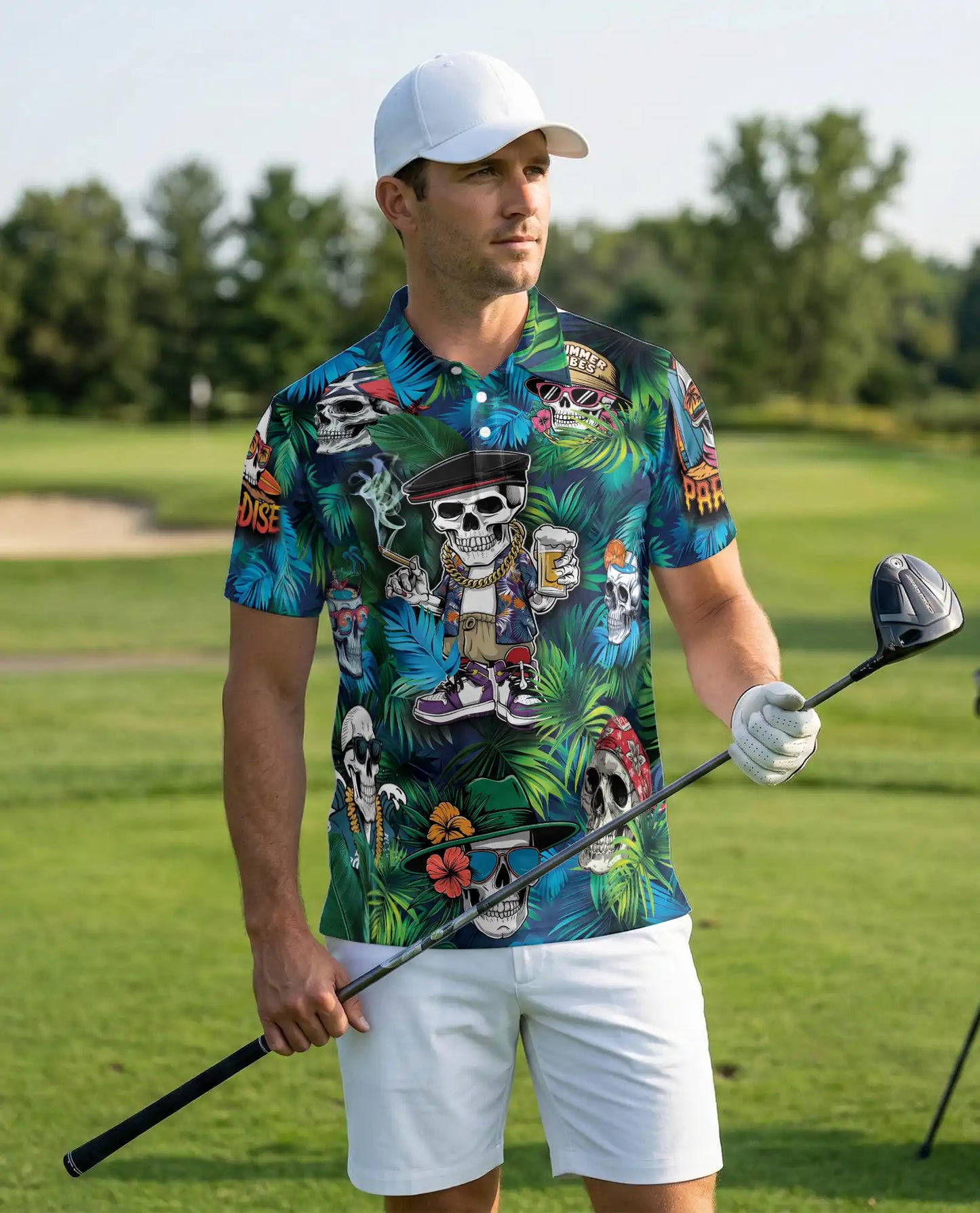 Skull Tropical Summer Polo Shirt | Netecom