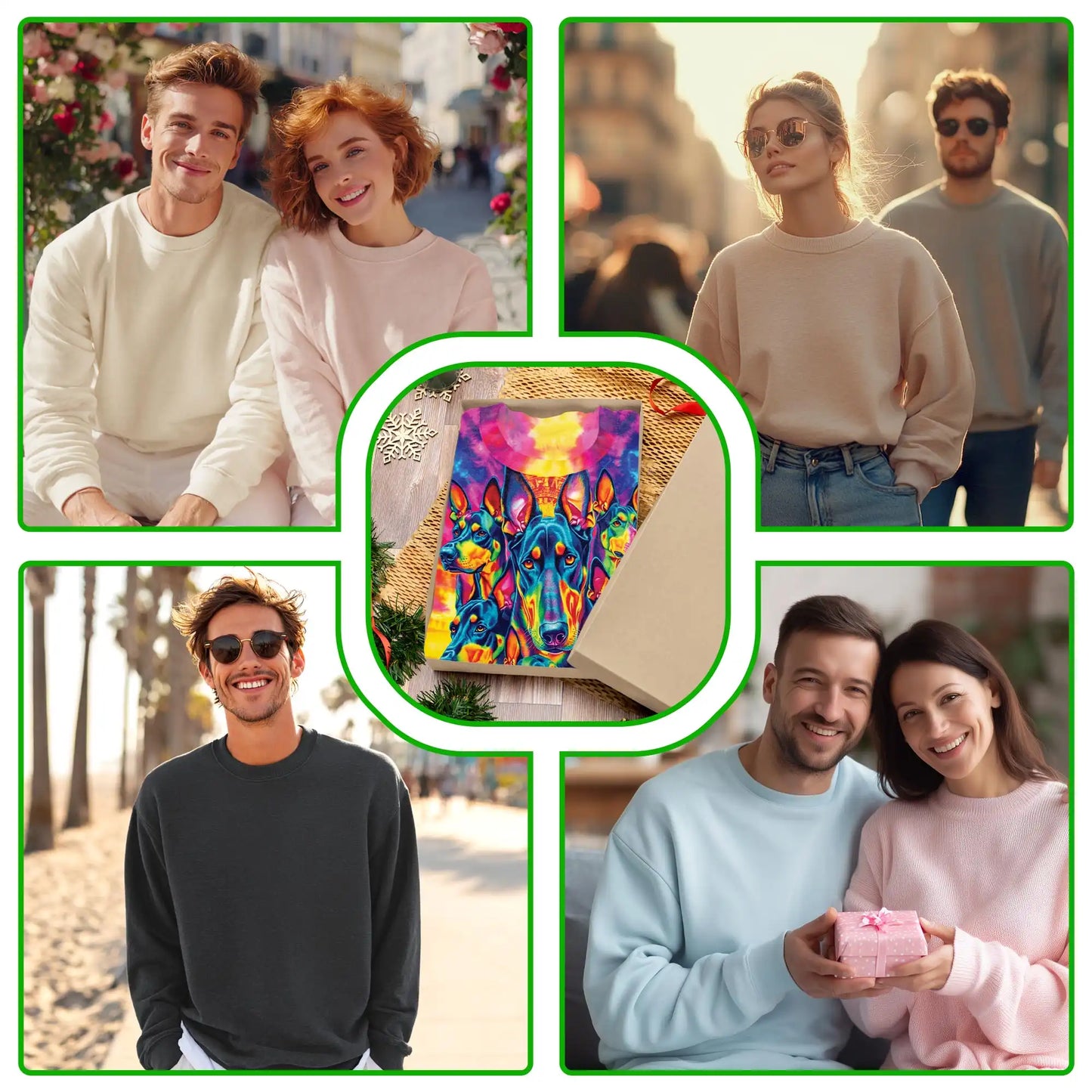 Colorful Doberman Pinscher Sweatshirt, 3D All Over Print Dog Crewneck Pullover for Men Women, Doberman Lover Gift - Netecom