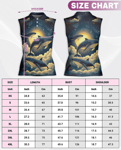 Midnight Whale Sleeveless Polo Shirt for Women | Netecom