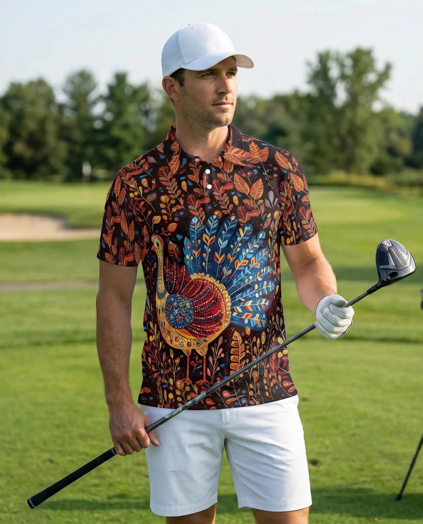 Colorful Turkey Fall 3D Polo Shirt for Men | Netecom