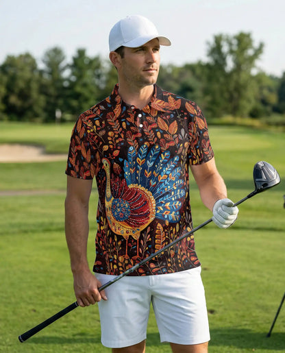 Colorful Turkey Fall 3D Polo Shirt for Men | Netecom