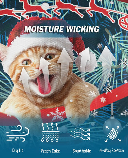 Christmas Cat Polo Shirt - Funny Holiday Kitty Style | Netecom