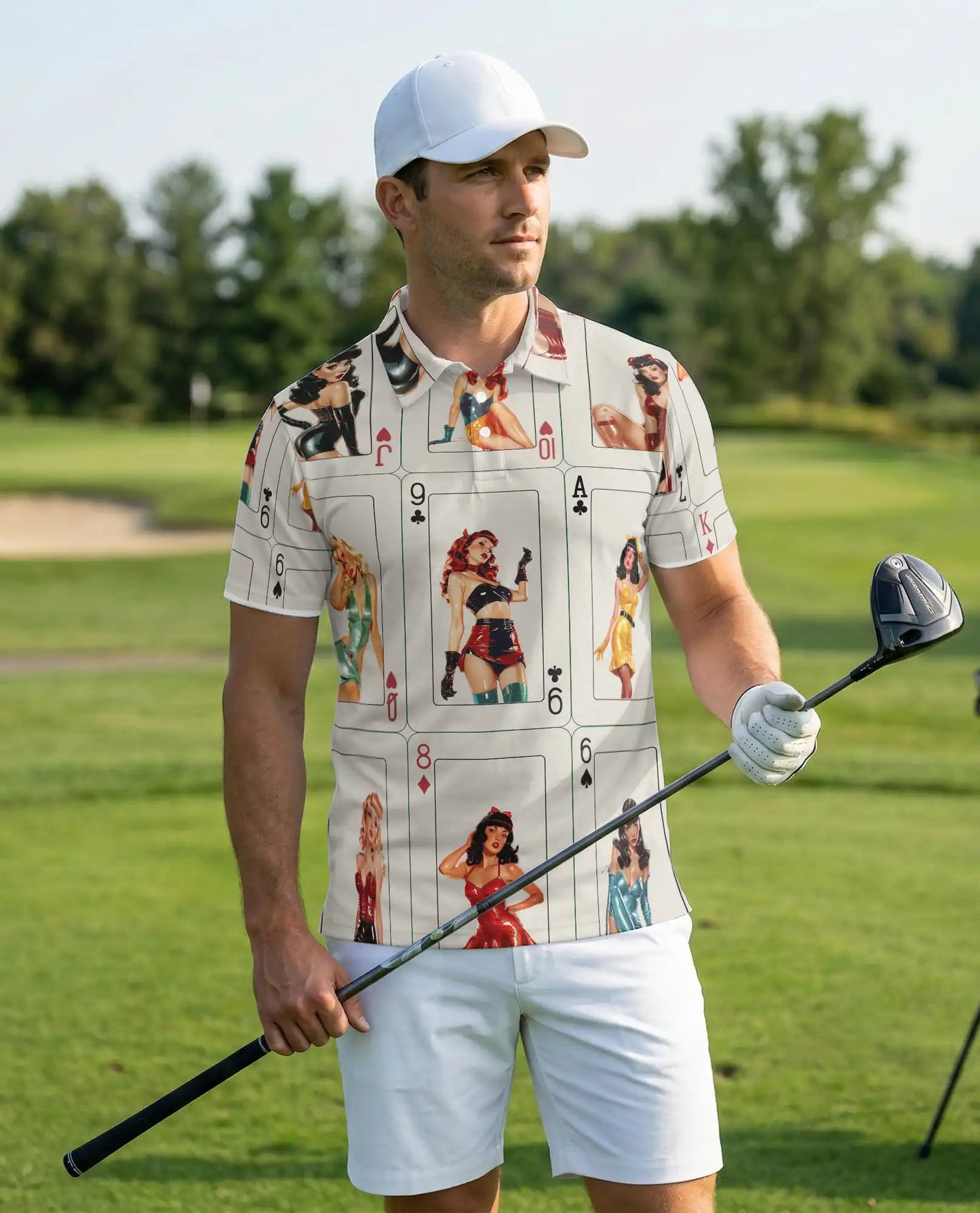Vintage Pin Up Poker Polo Shirt - Retro Casino Card Style | Netecom