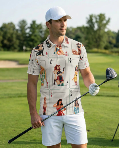 Vintage Pin Up Poker Polo Shirt - Retro Casino Card Style | Netecom