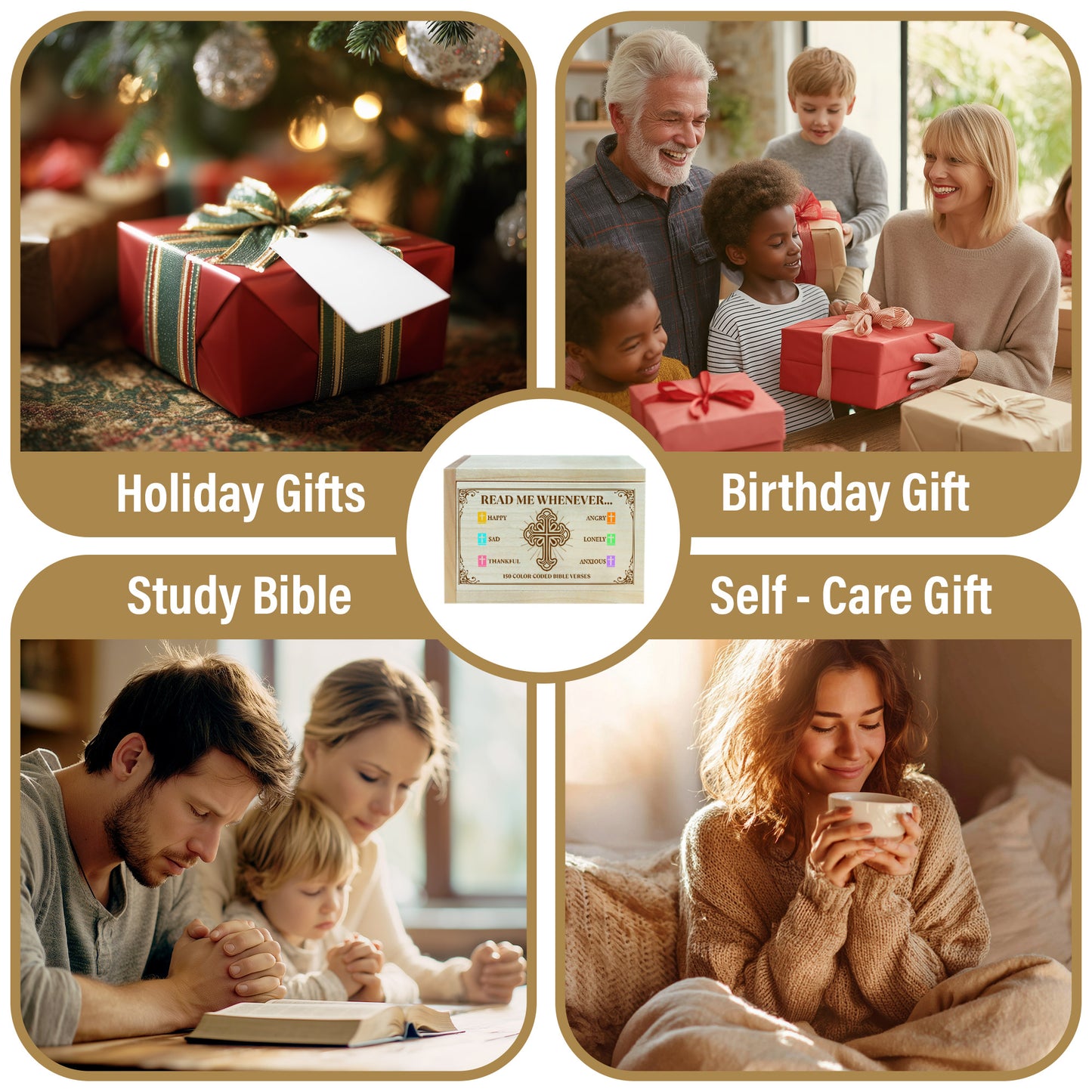 Netecom Bible Verse Box for Mom with 150 Color-Coded Scriptures & Custom Name Wooden Cross – Christian Faith Keepsake Gift for Prayer, Reflection & Daily Encouragement