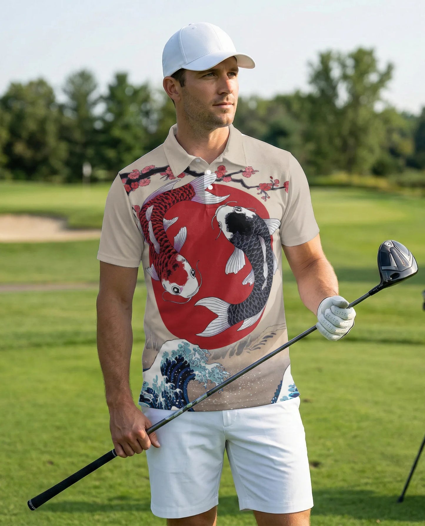 Yin Yang Koi Fish 3D Polo Shirt for Men – Japanese Zen Art Style | Netecom