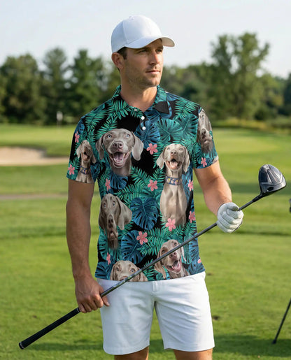 Weimaraner Tropical Polo Shirt – Jungle Leaf Print | Netecom
