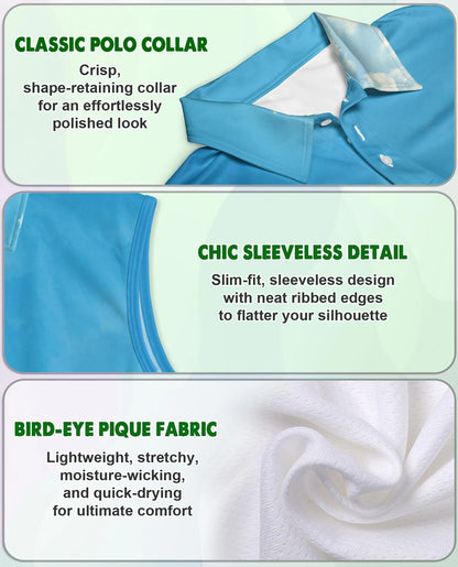 Cruise Ship Half Moon Cay Sleeveless Polo Shirt for Women | Netecom