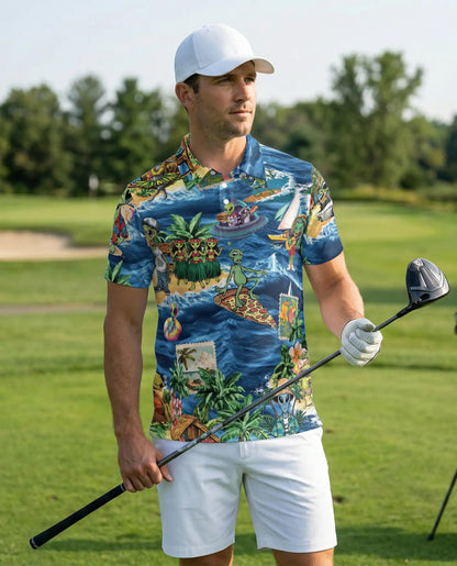 Alien Tropical Beach Polo Shirt | Netecom