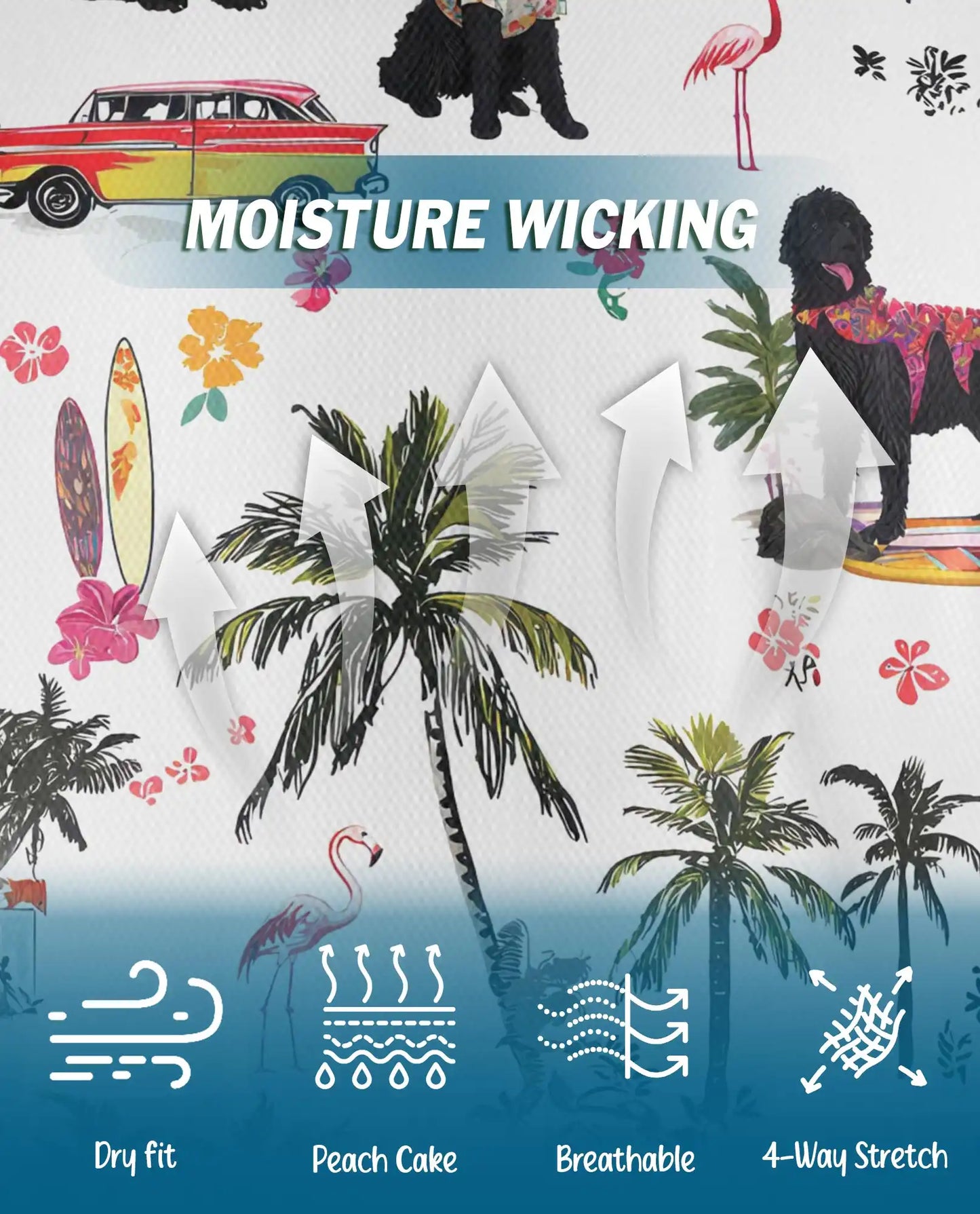 Black Poodle Tropical Beach Polo Shirt for Men- Print Hawaiian Dog  | Netecom