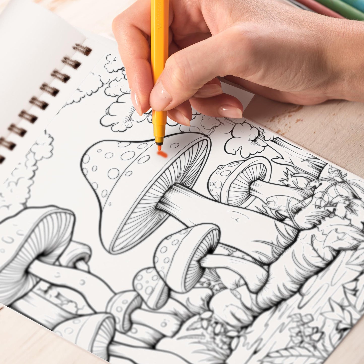 Mushroom Forest Spiral Bound Coloring Book, Delve into the Fungal Kingdom with 30 Enchanting Coloring Pages of Mushroom Forest Fantasies