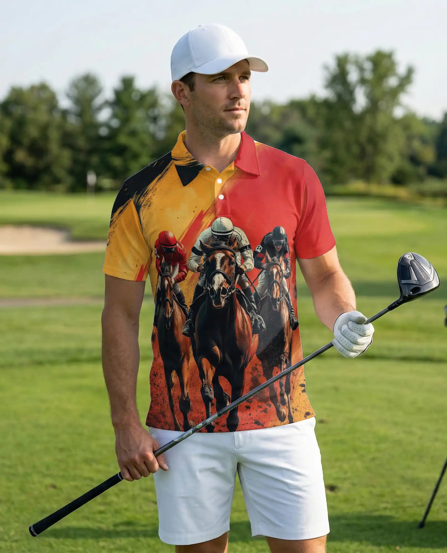 Horse Racing Champion 3D Polo Shirt for Men – Dynamic Jockey Sports Style | Netecom