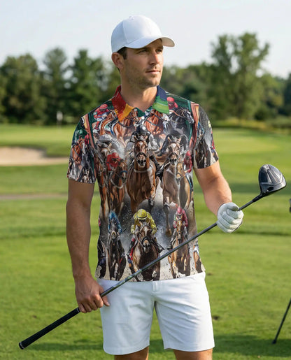 Horse Racing Polo Shirt – Derby Jockey Print | Netecom
