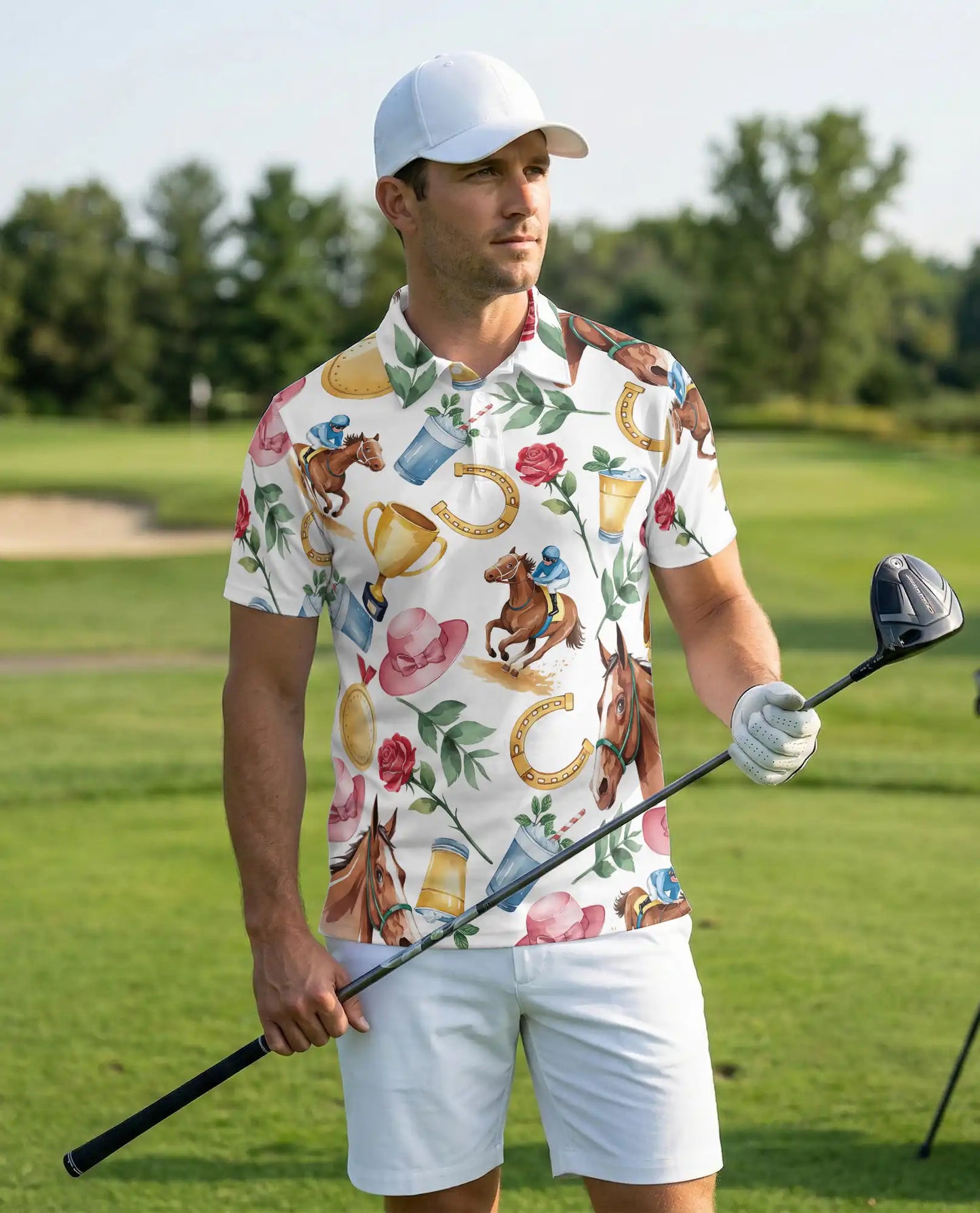 Horse Racing Derby 3D Polo Shirt for Men – Elegant Equestrian Country Style | Netecom