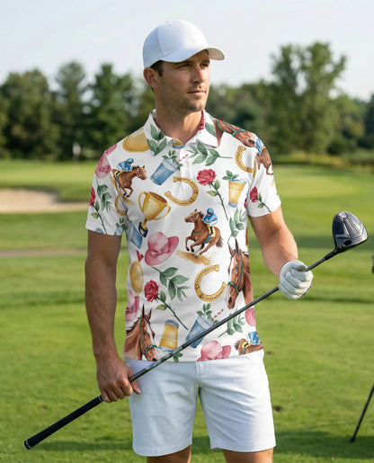 Horse Racing Derby 3D Polo Shirt for Men – Elegant Equestrian Country Style | Netecom