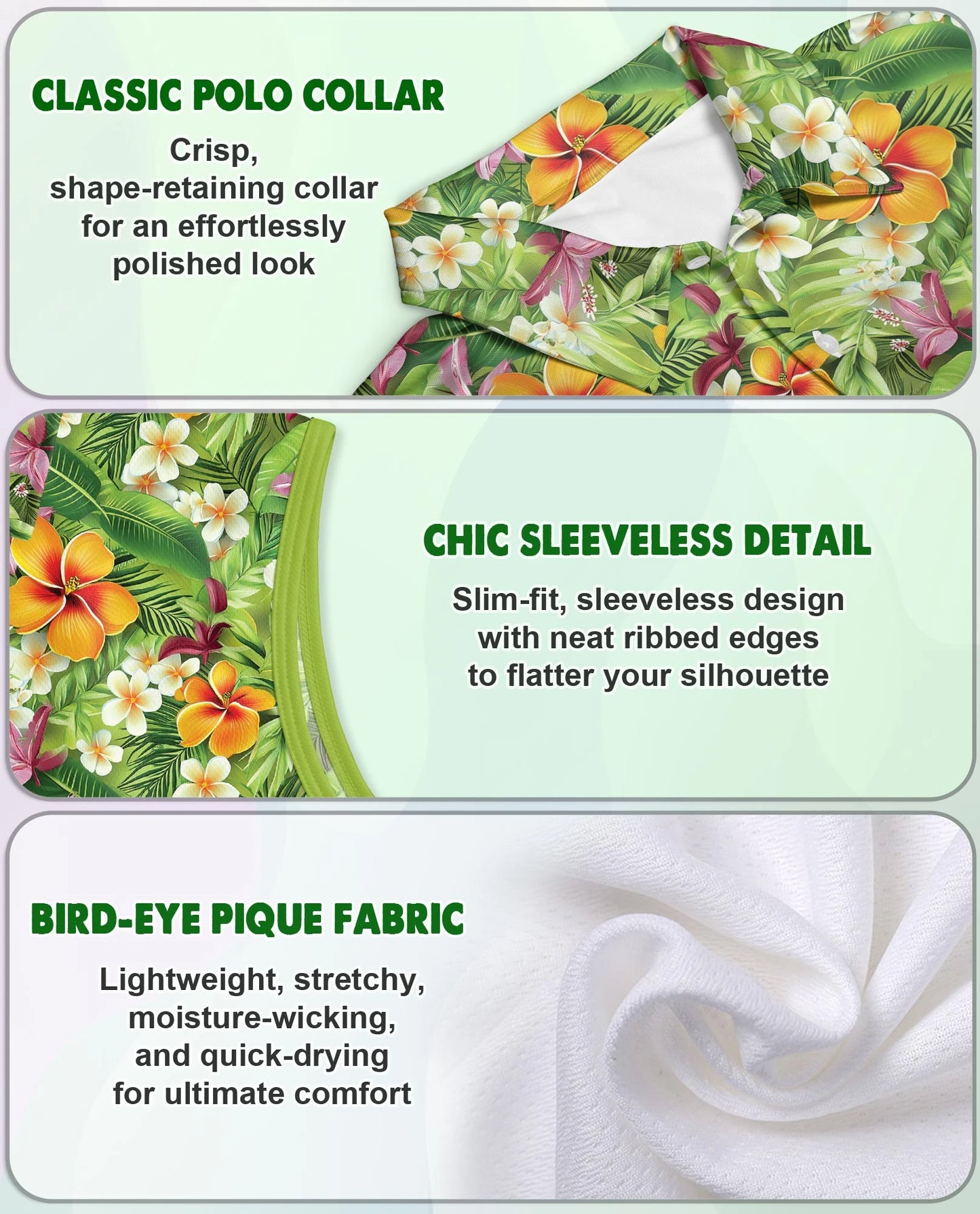 Tropical Floral Sleeveless Polo Shirt for Women – Colorful Summer Style | Netecom