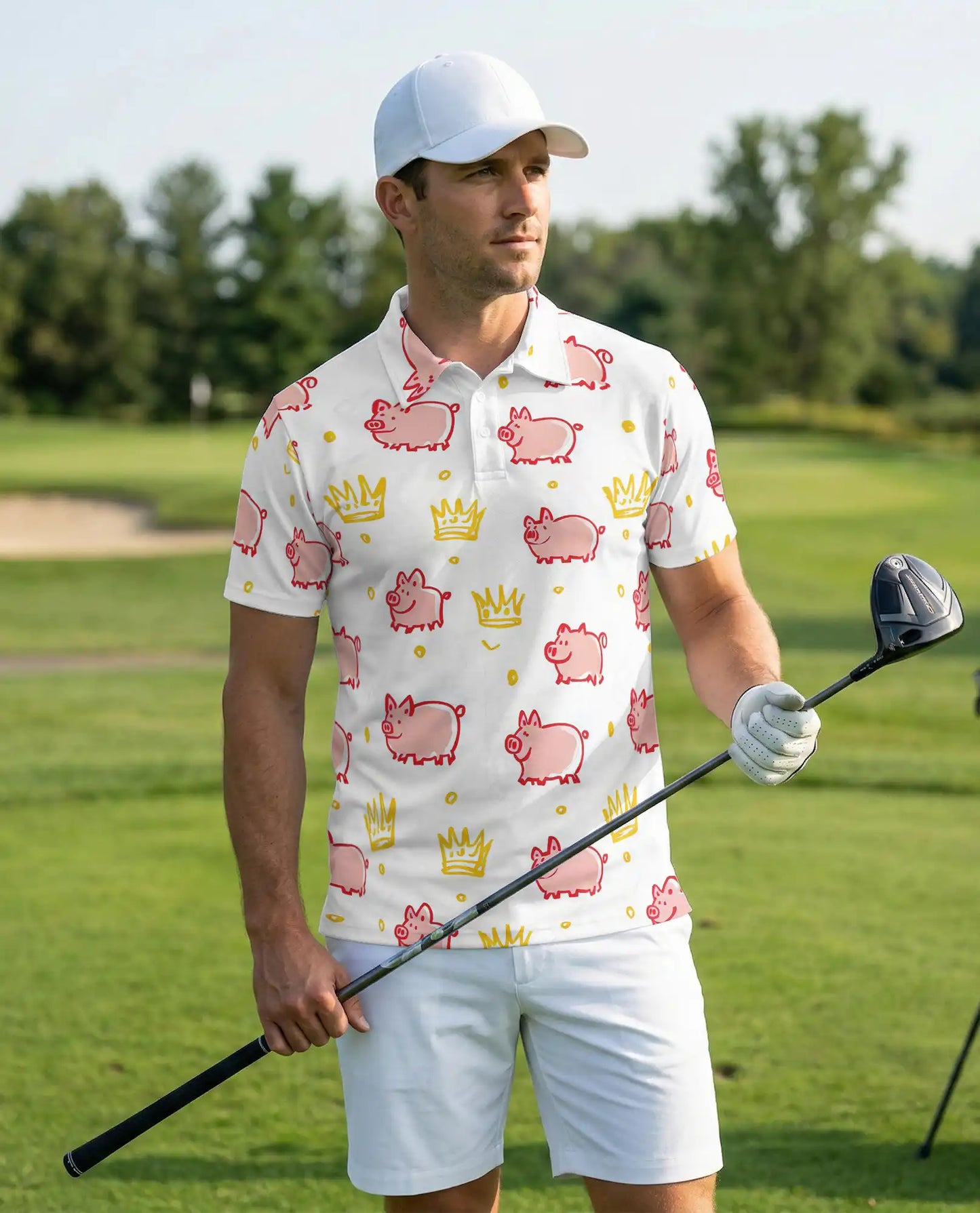 Royal Pig Polo Shirt – Cute Crown Animal Print | Netecom