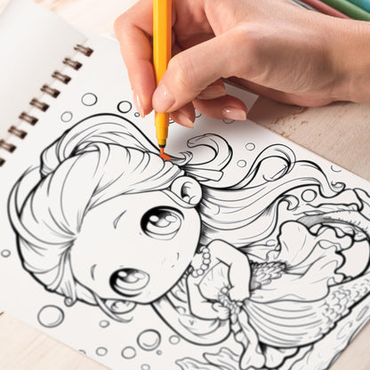 Pop Manga Sea Creatures Spiral Bound Coloring Book: 30 Exquisite Coloring Pages to Bring these Fascinating Creatures to Life