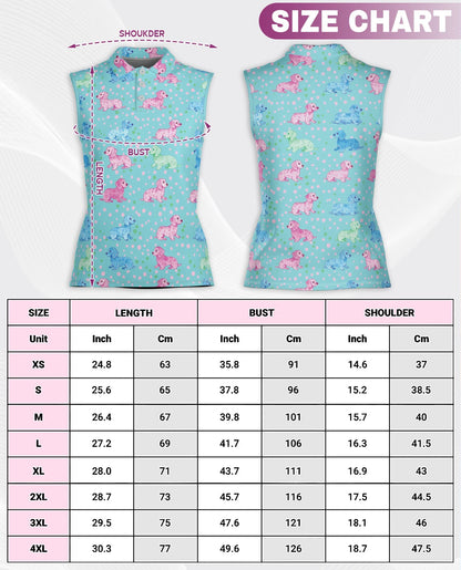 Dachshund Sleeveless Polo Shirt for Women | Netecom
