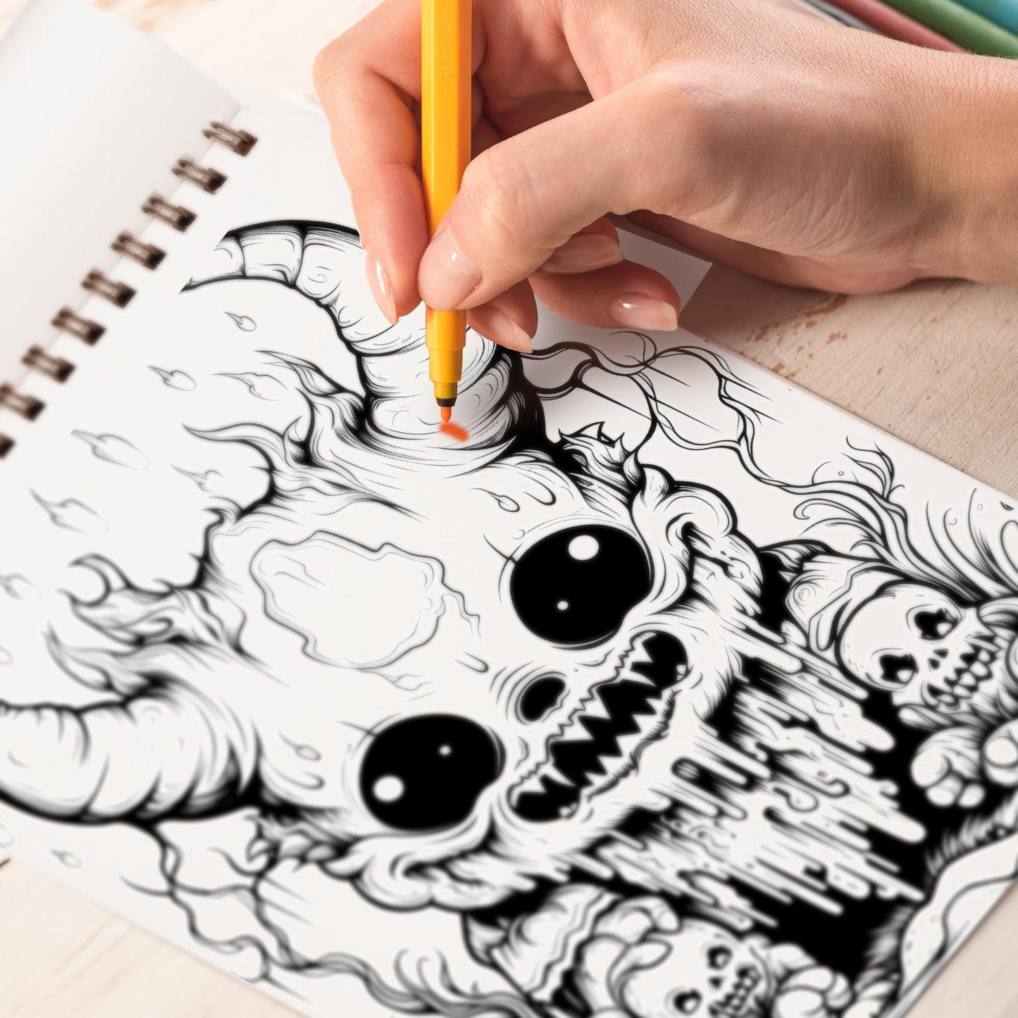 Creepy Kawaii Creature Spiral Bound Coloring Book, Dive into the Delightful Darkness: 30 Enchanting Creepy Kawaii Creature Coloring Pages for Gothic Art Lovers