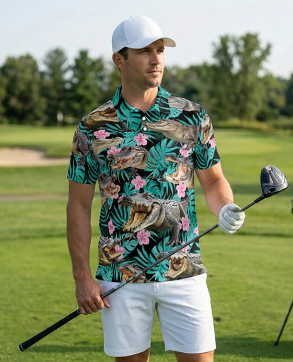 Alligator Tropical Hawaiian Polo Shirt for Men | Netecom