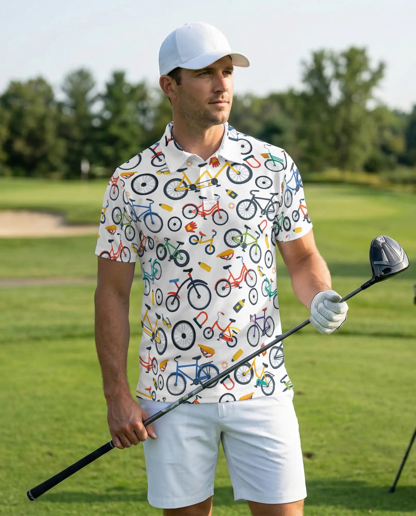 Colorful Bicycle Pattern Polo Shirt-Cycling Lifestyle Bike Lover Design | Netecom