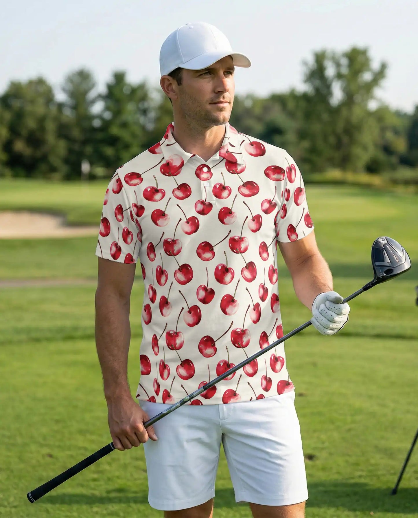 Cherry Print Polo Shirt – Cute Fruit Summer Style | Netecom