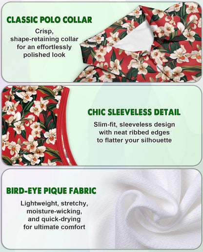 Red Orchid Ginger Sleeveless Polo Shirt for Women | Netecom