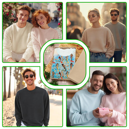 Mermaid Sea Horse Sweatshirt, 3D All Over Print Coral Reef Ocean Crewneck Pullover for Men Women, Mermaid Lover Gift - Netecom